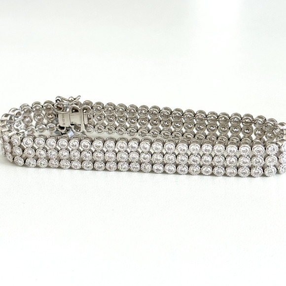 NWT 925 Sterling Silver 10.95 TCW Clear Simulated Diamond Bracelet 7.25" $829 - Picture 10 of 10